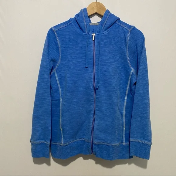 Tommy Bahama Blue Full Zip Hoodie Womens M Pima Cotton Tencel Lyocell - Picture 1 of 9
